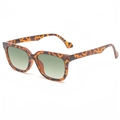 Klassische Retro-Sonnenbrille mit quadratischem Rahmen in Leopardenoptik und Verlaufsglas - Leoparden-Rahmen Grüne Gläser