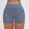 Pantaloncini da yoga a vita alta blu polvere per fitness e controllo pancia - Blu Polvere