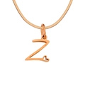 Rose gold letter Z pendant necklace with heart detail on a sleek snake chain - Letter Z / Rose Gold
