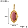 Dettaglio del ciondolo in pietra ovale rosa con cornice dorata e dimensioni 2,5cm x 1,4cm - Ciondolo ovale / Oro-Rosa Puro