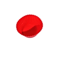 Reusable red silicone muffin cup with ribbed texture for baking round cakes - Large / Red