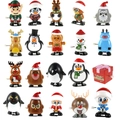 Set of 20 Christmas wind-up toys featuring Santa, penguin, and reindeer on white background - Christmas Wind-up 20-Piece Set C