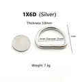 Robuster silberner D-Ring Metallverbinder 25mm für Taschen mit Münz-Größenvergleich - 1X6D (Innen 25mm) / Silber