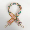 Adjustable colorful jacquard diamond pattern canvas shoulder strap with gold metal hooks - Silver Hook / Pattern No. 5