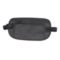 Black outdoor running waist bag with multiple zipper pockets and adjustable elastic strap - Black