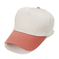 Detail of the stitching on a two-tone baseball cap with pink brim and beige crown - M (56-58cm) / Orange