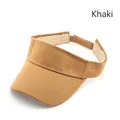 Adjustable khaki canvas sun visor hat for women with wide brim for outdoor sun protection - Khaki