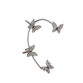 Sparkling butterfly ear cuff in gunmetal finish with rhinestones for non-pierced ears - Gun Black Style 06 Right (1126)