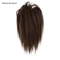 Straight ponytail hair extension in medium ash brown with claw clip for high volume - Medium Ash Brown