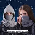 Conjunto de capucha y calentador de cuello gris oscuro con máscara protectora extraíble - Gris claro