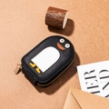 Porte-cartes mignon pingouin en cuir noir avec fermeture éclair dorée et design animal - Pingouin Noir