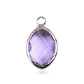 Oval purple faceted crystal pendant in silver setting for DIY jewelry making - Silver - June