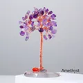 Handmade amethyst crystal money tree with copper wire on a frosted base ornament - Amethyst (Agate Base)