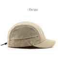 Beige quick-dry 5-panel camp cap with short brim and adjustable elastic drawstring - Beige