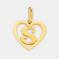 Pendentif coeur en acier inoxydable doré avec lettre S évidée pour la création de bijoux - Lettre S