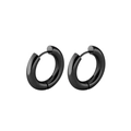 Minimalist black stainless steel hoop earrings with polished finish and hinged closure - 18mm Pair / Black