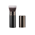 Portable retractable makeup brush with synthetic brown bristles and bronze metal cap - Small Mixed Color Flat Head
