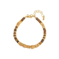 Collana di occhio di tigre con pietre naturali quadrate e chiusura a moschettone dorata - Bracciale di Pietra Paesaggio
