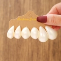 Close-up of set of 3 pairs drop-shaped pearl earrings on a brown display card - 3 Pairs Pearl White Waterdrop Set (E0306-1)