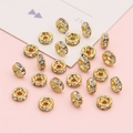 Vergoldete Zwischenperlen mit weißen Kristallen für DIY-Schmuckherstellung und Armbänder - Kupfer Strass Rondelle / 6mm Strass Ring / 20 Stück Packung / Gold