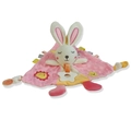 Pink rabbit baby security blanket with star teether and bubble velvet texture - Rabbit Style