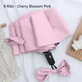 Pink automatic folding umbrella 8 ribs with matching bow storage bag and sun protection - 8 Bone Automatic Black Glue Pink With Cover
