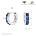 Dimensions détaillées des boucles d'oreilles huggie en argent 925 avec zircons bleus - Argent 925 Plaqué Argent - Zircone Bleue