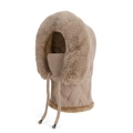 Women's knit balaclava hat with fleece lining and drawstring for winter warmth - Khaki (6013)