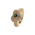 Eleganter goldener Herzring mit grünem Zirkon und mikrogepflasterten Kristallen - Grün