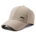 Khaki cotton baseball cap for men featuring a Narason metal logo and stitched brim detail - Adjustable / Light Beige