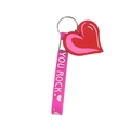 Pink heart silicone keychain with YOU ROCK text strap and red heart-shaped pendant - Pink YOU ROCK (Style 5)
