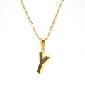 Collar de acero inoxidable chapado en oro de 18k con colgante de letra Y y líneas negras - Letra Y (Con cadena)