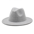 Classic mid-grey wool felt fedora hat with a flat brim and indented top for autumn - M (56-58cm) / Light Heather Grey