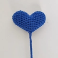 Handmade blue knitted heart bouquet gift with meticulous crochet texture on a white background - Royal Blue