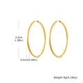 Classic 18k gold plated stainless steel hoop earrings with 3.5cm diameter and 2mm tube - 2*35mm / Gold