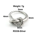 Silberner Edelstahl-Knotenring mit gedrehtem Seil und glattem Schienendesign - US 6 / Knoten-Stil / Silber