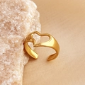 18K gold plated stainless steel open ring with a hollow heart design on quartz stone - Hollow Heart Style (JZ-YS393)