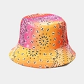 Detail of reversible paisley bucket hat with vibrant pink and orange tie-dye gradient - M (56-58cm) / Pink Orange Yellow Gradient Paisley