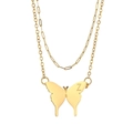 Double-layered 18K gold plated stainless steel butterfly necklace with letter Z pendant - Letter Z Butterfly Pendant Style