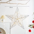 Stella LED sospesa in filo d'argento 20cm con perle per decorazioni natalizie - 20cm Stile con Perline / Argento