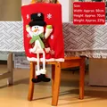 Christmas chair cover featuring 3D snowman design, red festive fabric for dining chairs - Series 012-Snowman