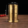 Detailed view of golden stainless steel hollow utensil holder with size dimensions - 10CM Diamond Gold Perforated With Base
