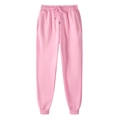 Pink fleece joggers with drawstring elastic waist and ribbed cuffs for sports - Pink