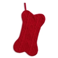 Gestrickter Weihnachtsstrumpf in Knochenform, rot, mit praktischer Aufhängeschlaufe - Rot