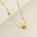 Golden titanium steel necklace featuring a zircon stone and bubble letter Q pendant - Letter Q