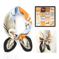 Foulard in seta vintage 70x70cm con stampa a catena di cavallo arancione e blu - 70*70cm / Arancione Blu Cavallo (03)