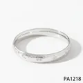 Polished silver stainless steel bangle with sun flower and vine laser engraving - 11mm Sunflower and Vine Style (PA1218) / Silver