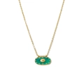 Französische Vintage 18K Goldkette mit ovalem grünem Malachit-Anhänger und Sonnenmotiv - Sonnenstrahl Oval Stil (SN22112201T)