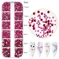 Scatola da 12 griglie con strass piatti rosa magenta di varie dimensioni per nail art - Strass Misti Rosa Chiaro (12G-235)