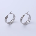 Sleek silver-toned triple layered irregular twisted hoop earrings for women stylish jewelry - Steel